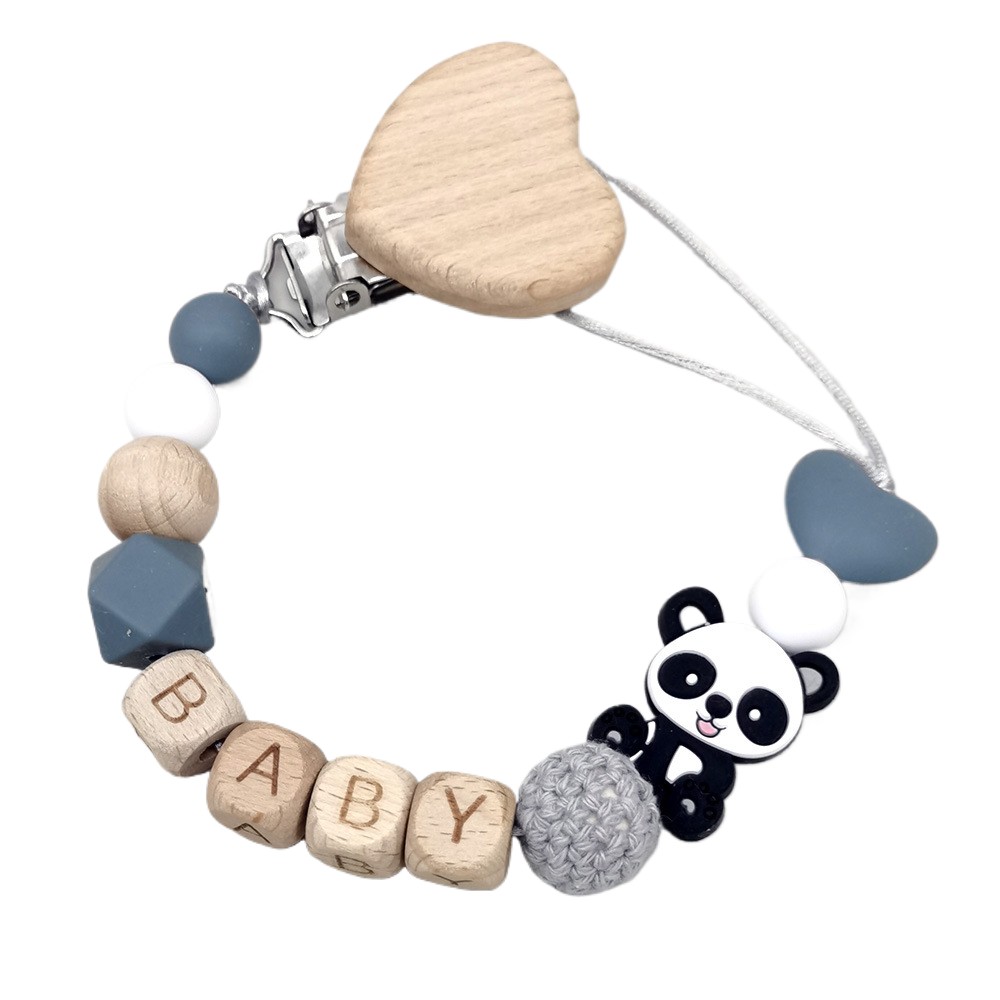 Baby Products In - Drewniany, personalizowany łańcuszek do smoczka dla