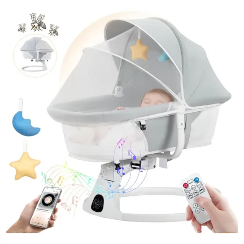 Baby Swing Bouncer - Elektryczna huśtawka dla niemowląt z Bluetooth,