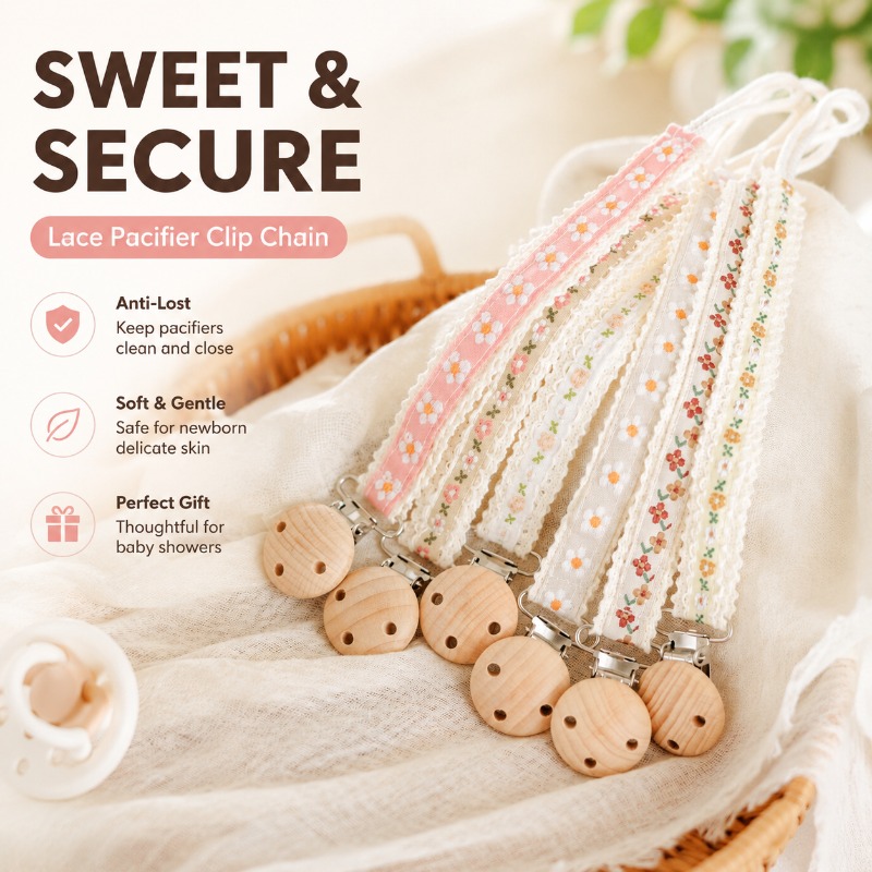 Baby Products In - Koronkowy łańcuszek do smoczka dla noworodka,